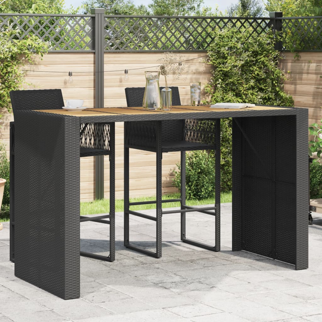 Mesa Alta Jardín Superficie Madera Ratán Pe