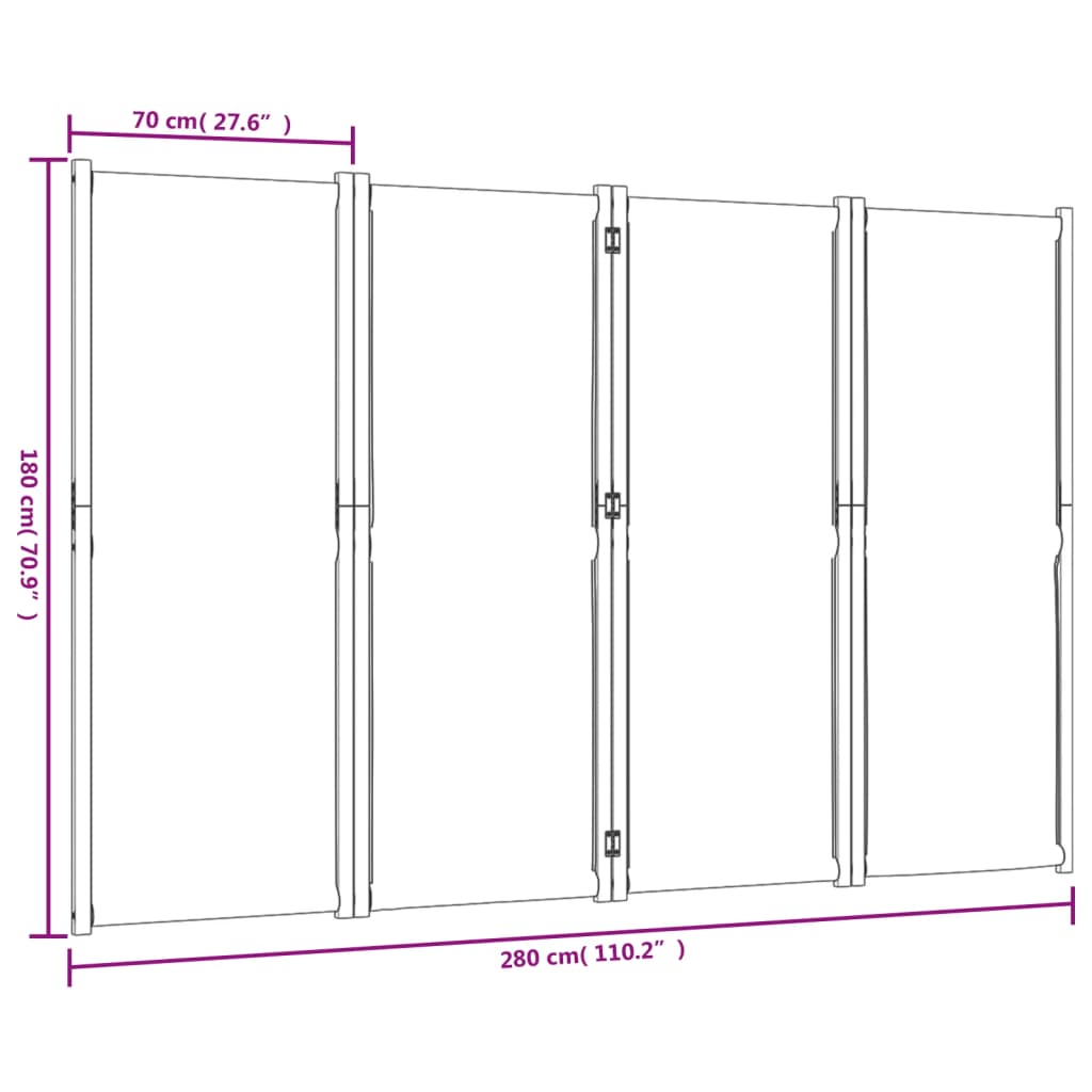 Biombo Divisor De 4 Paneles