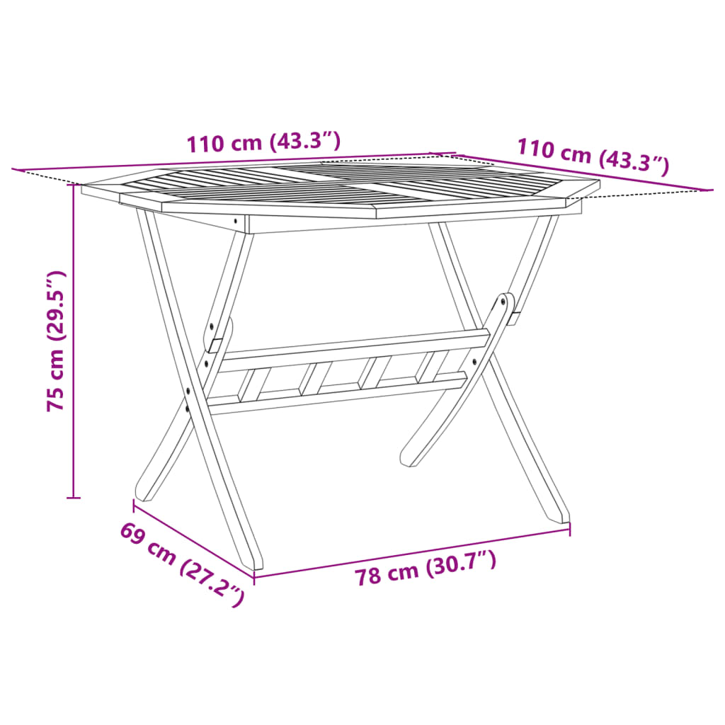 Mesa De Jardín Plegable Madera Maciza De Acacia Ø