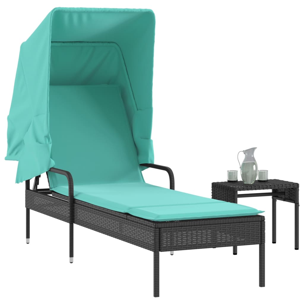 Tumbona Con Toldo Y Mesa, De Poliratán