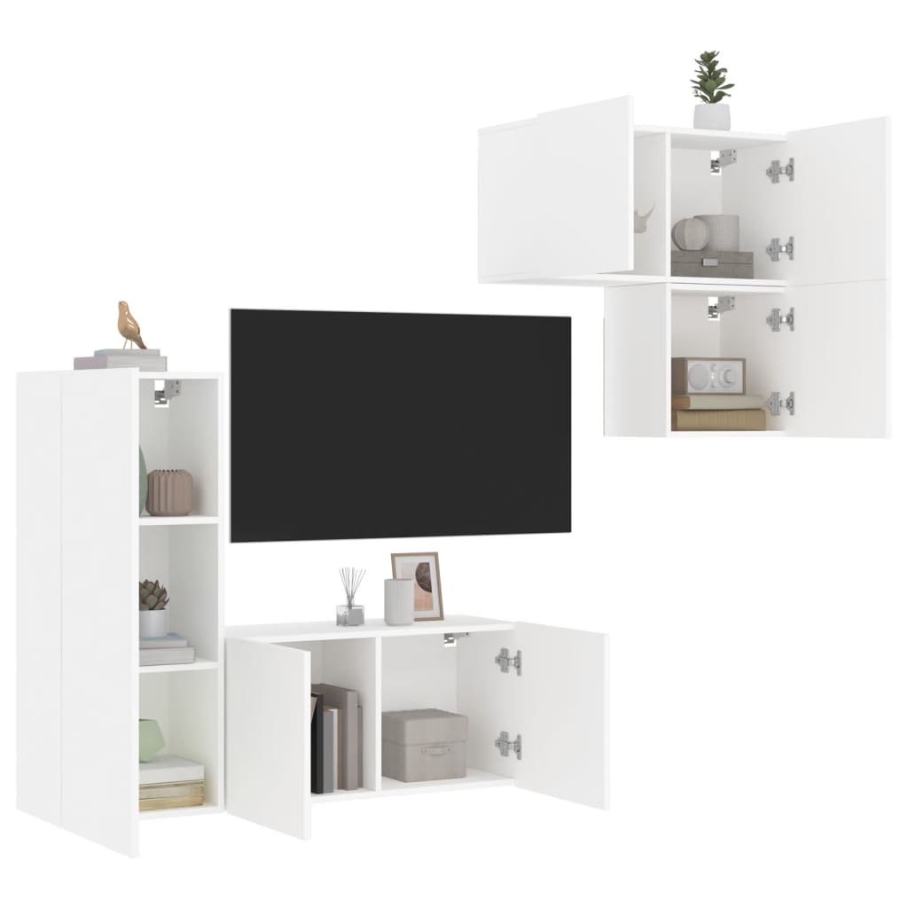 Mueble De Tv 4 Pcs Roble Artesanal Madera De Ingeniería