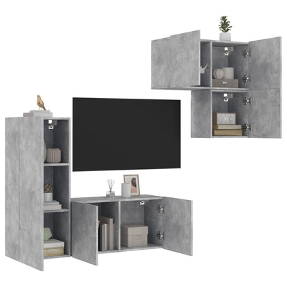 Mueble De Tv 4 Pcs Roble Artesanal Madera De Ingeniería