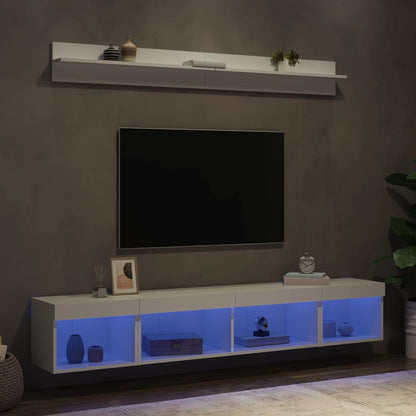 Conjunto De Mueble Para Tv De Pared Con Led 5 Pcs Madera Vieja