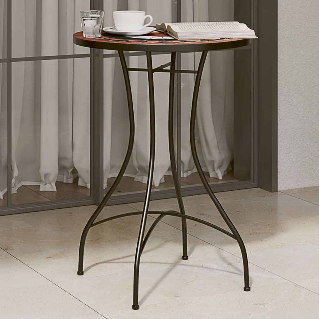 Mesa De Bistró De Mosaico Cerámica Y Blanco Ø