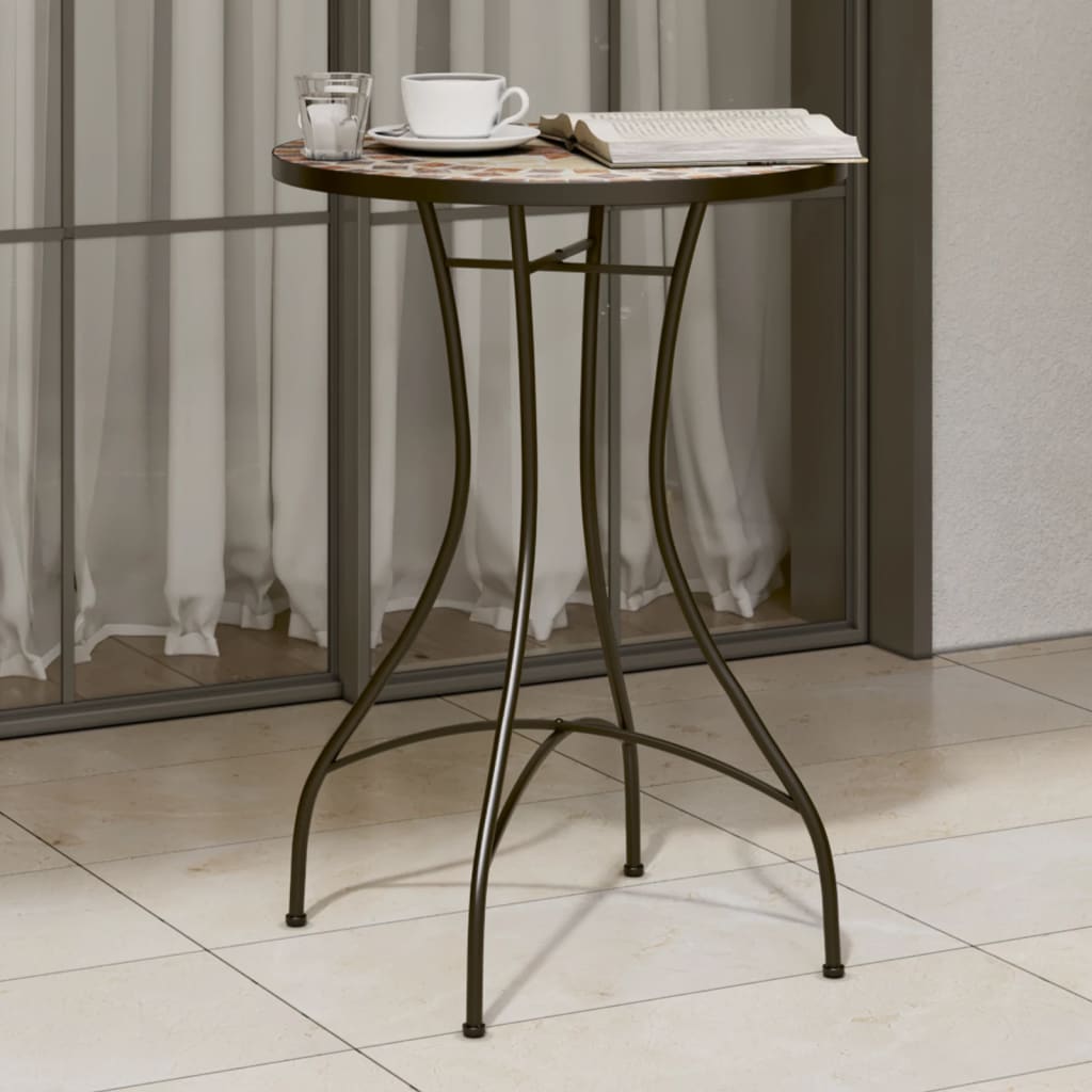 Mesa De Bistró De Mosaico Cerámica Y Blanco Ø