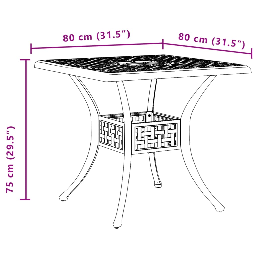 Mesa De Jardín Aluminio Fundido 80X80X75 Cm