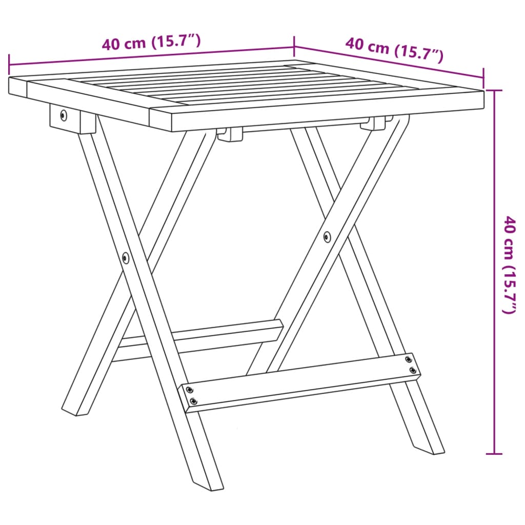 Mesa Auxiliar De Jardín Madera Maciza De Acacia 40X40X40 Cm