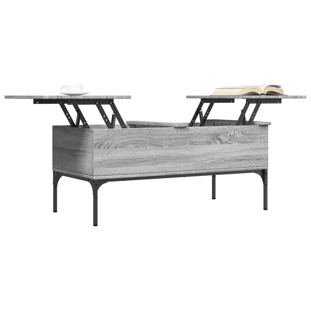 Mesa De Centro Madera Ingeniería Metal 100X50X45Cm