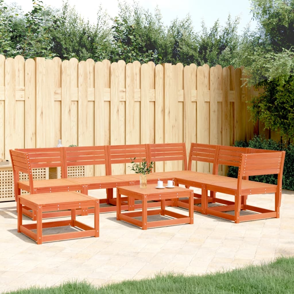 Set Muebles Jardín 7 Pzas Con Cojines Madera Pino