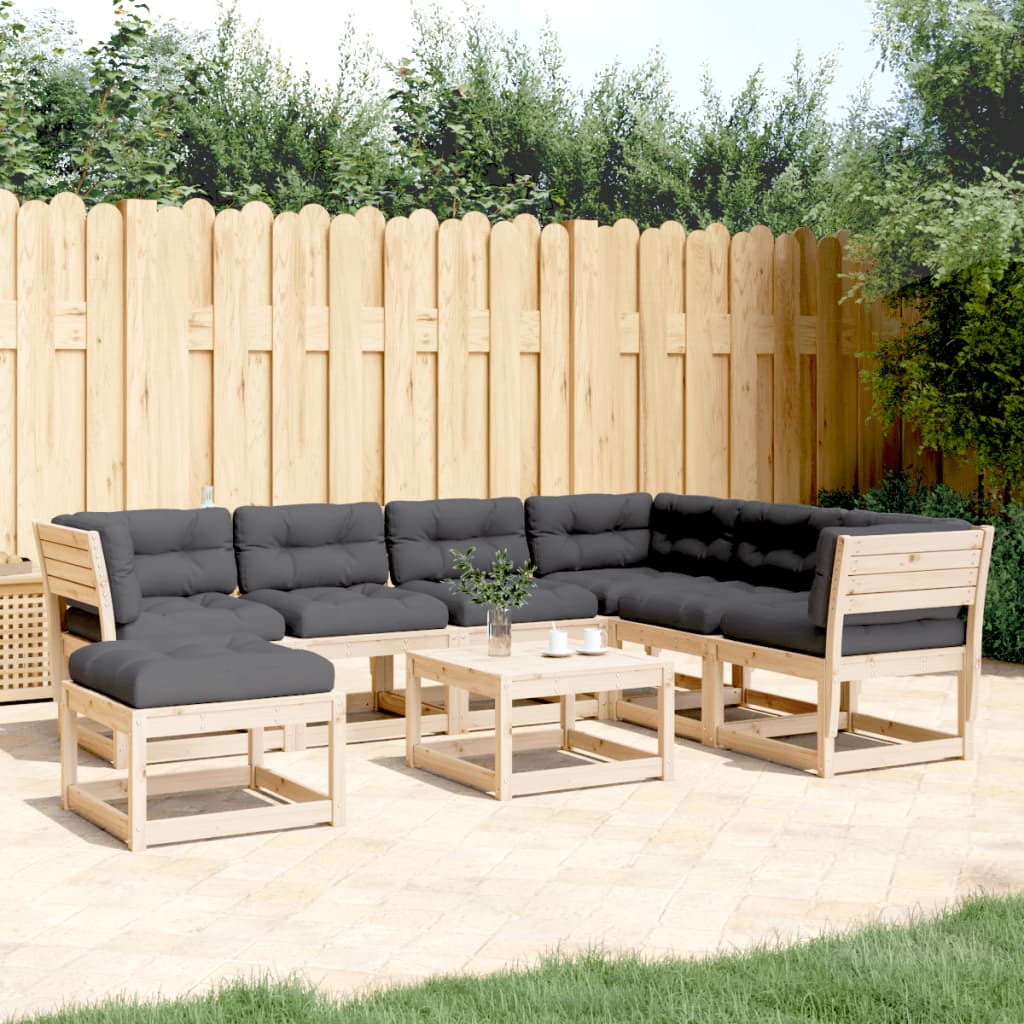 Set Muebles Jardín 7 Pzas Con Cojines Madera Pino