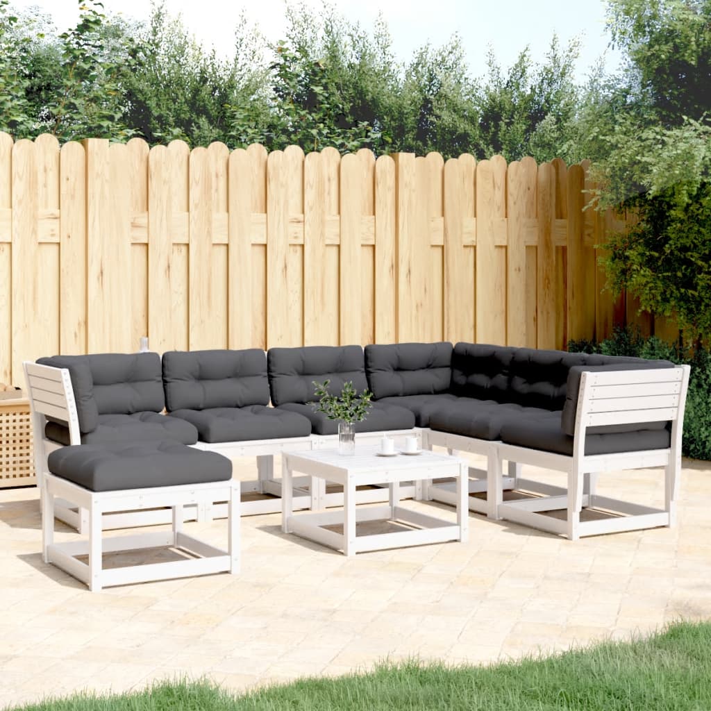 Set Muebles Jardín 7 Pzas Con Cojines Madera Pino