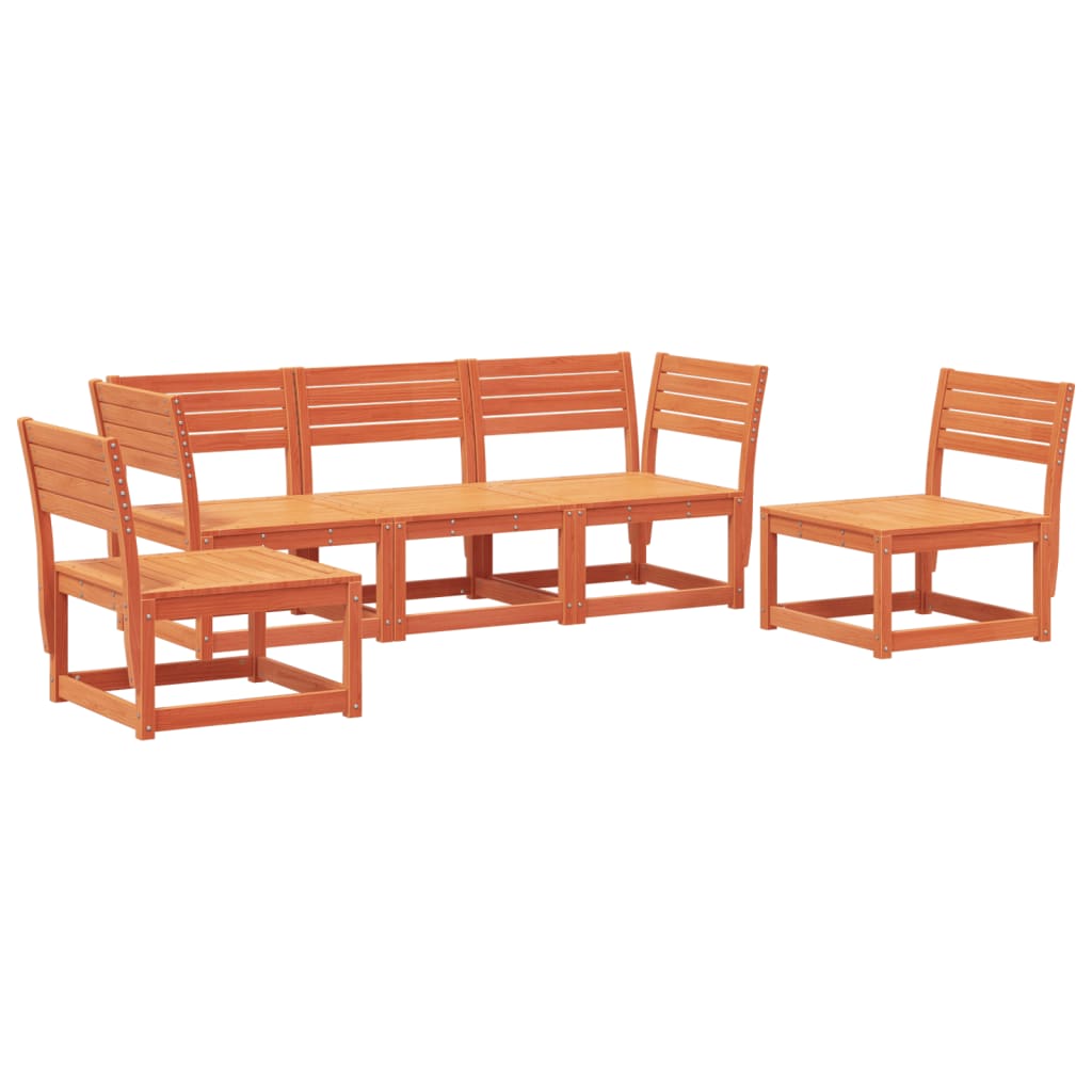 Juego De Sofás De Jardín 5 Pzas Madera Maciza Pi