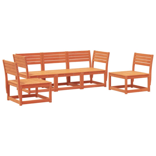 Juego De Sofás De Jardín 5 Pzas Madera Maciza Pi