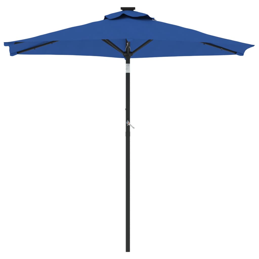 Sombrilla Jardín Con Luces Led Poste Acero Azul 225X225X212 Cm