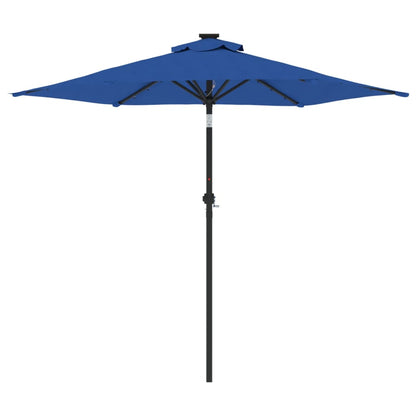 Sombrilla Jardín Con Luces Led Poste Acero Azul 225X225X212 Cm