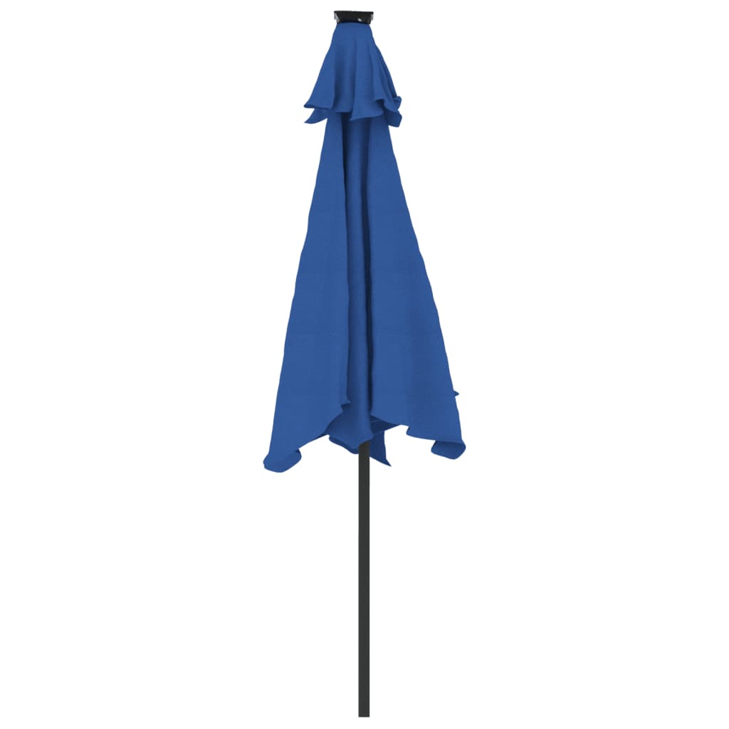 Sombrilla Jardín Con Luces Led Poste Acero Azul 225X225X212 Cm