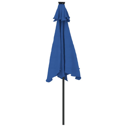 Sombrilla Jardín Con Luces Led Poste Acero Azul 225X225X212 Cm