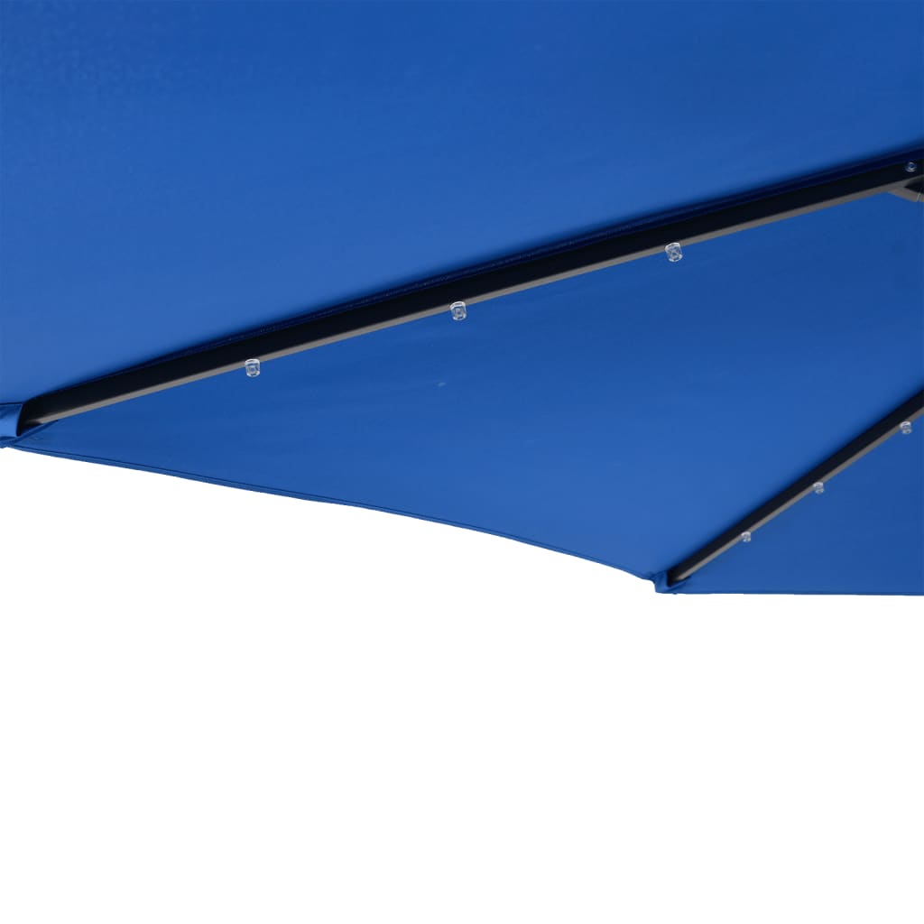 Sombrilla Jardín Con Luces Led Poste Acero Azul 225X225X212 Cm