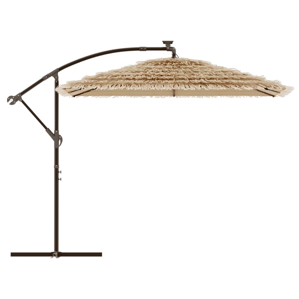 Sombrilla De Jardín Con Leds Poste Acero Marrón