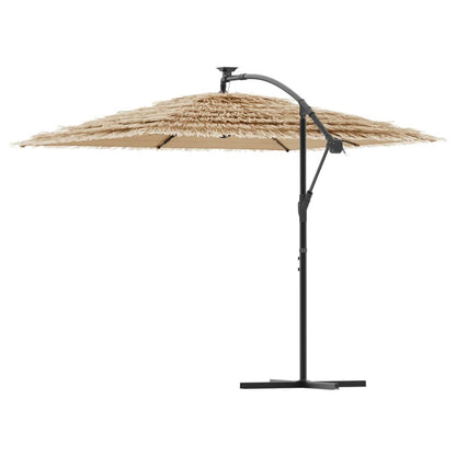 Sombrilla De Jardín Con Leds Poste Acero Marrón