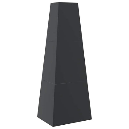 Chimenea De Exterior Con Leñero Y Diseño De Torre Acero Negro