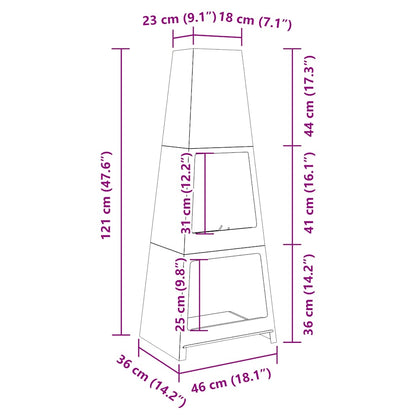 Chimenea De Exterior Con Leñero Y Diseño De Torre Acero Negro