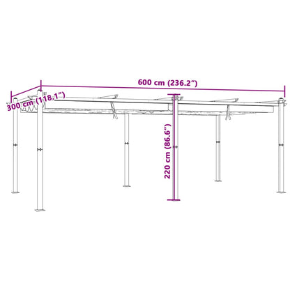 Cenador De Jardín Con Techo Retráctil Aluminio 3X6 M