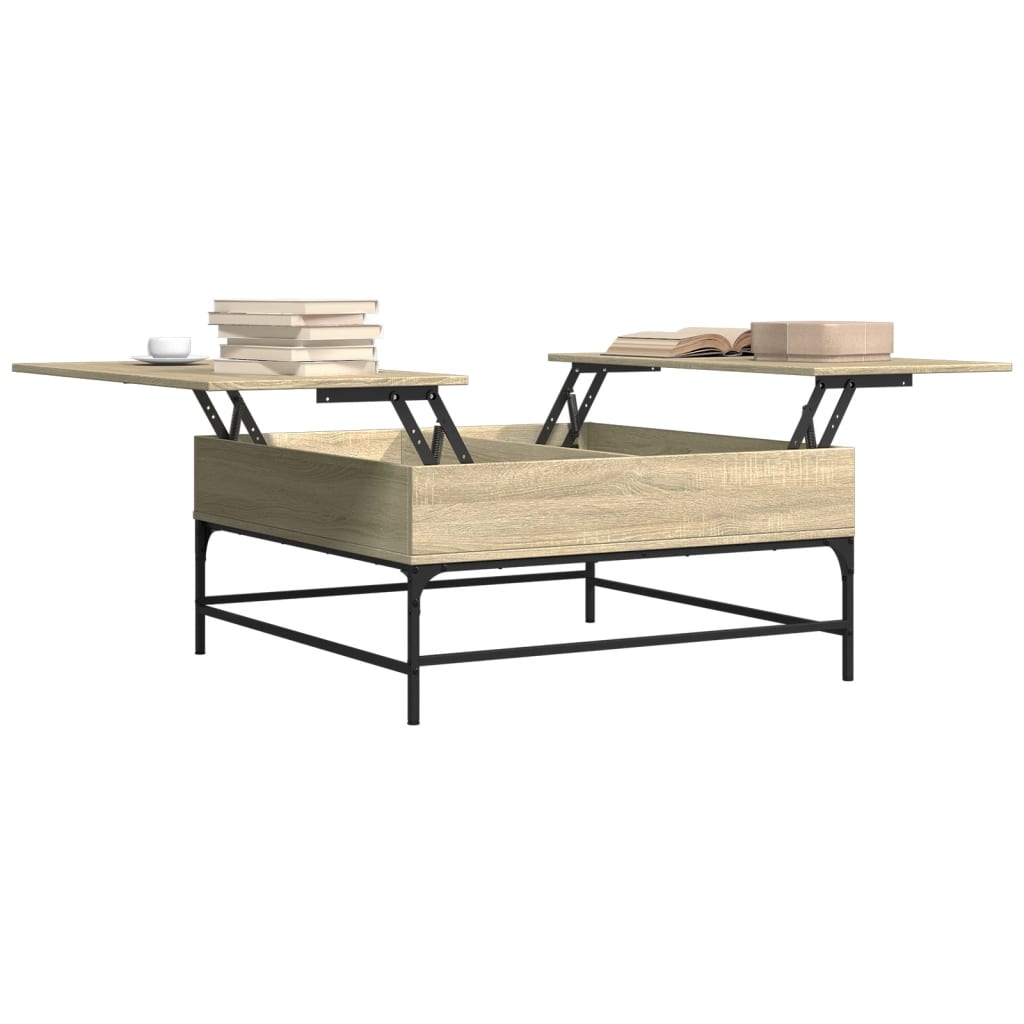 Mesa De Centro Madera Ingeniería Metal 95X95X45 Cm