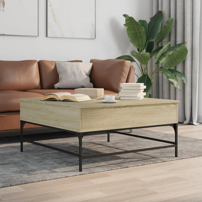 Mesa De Centro Madera Ingeniería Metal 95X95X45 Cm