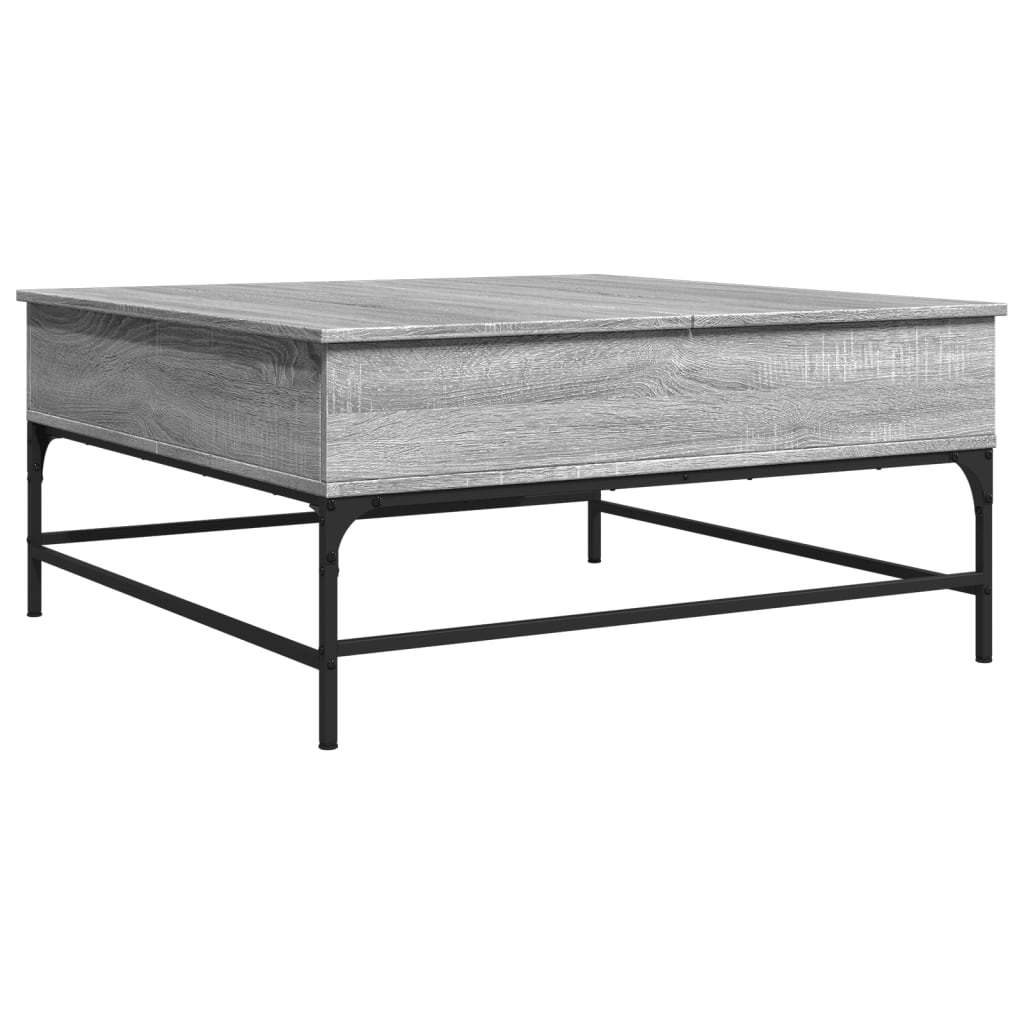 Mesa De Centro Madera Ingeniería Metal 95X95X45 Cm