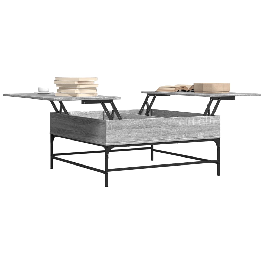Mesa De Centro Madera Ingeniería Metal 95X95X45 Cm