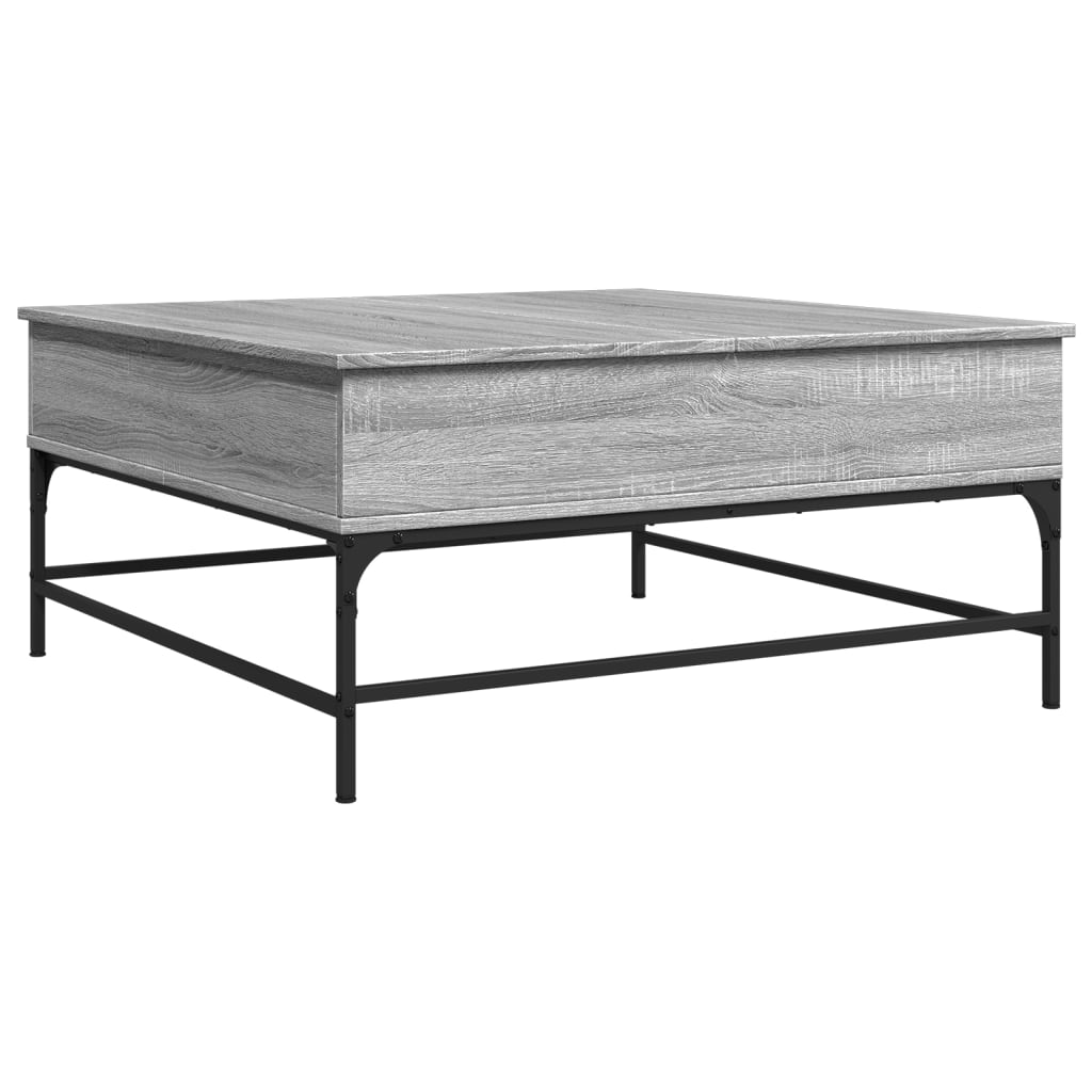 Mesa De Centro Madera Ingeniería Metal 95X95X45 Cm