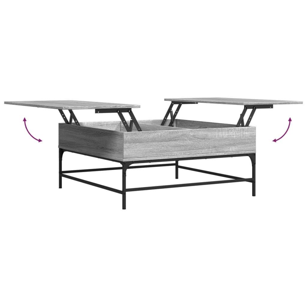 Mesa De Centro Madera Ingeniería Metal 95X95X45 Cm