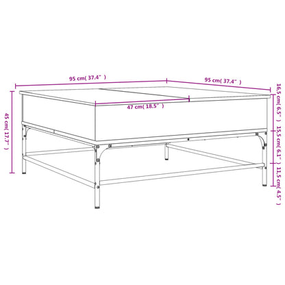 Mesa De Centro Madera Ingeniería Metal 95X95X45 Cm