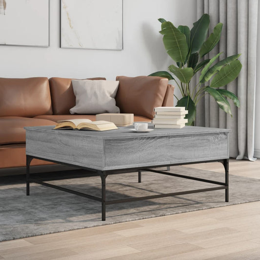 Mesa De Centro Madera Ingeniería Metal 95X95X45 Cm