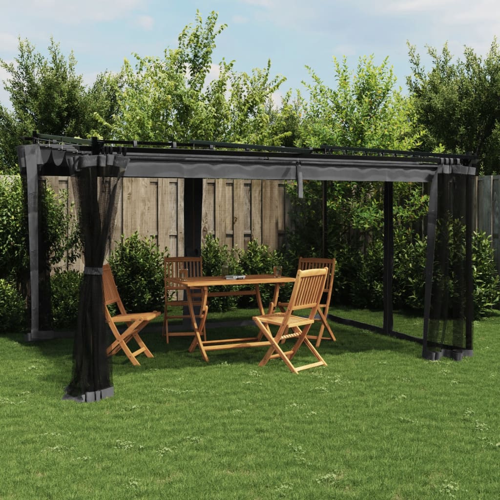 Cenador De Jardín Con Techo Retráctil Acero