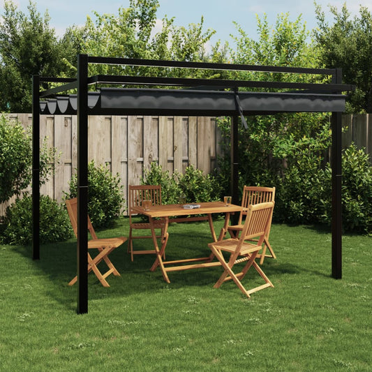 Cenador De Jardín Con Techo Retráctil Aluminio 3X3 M