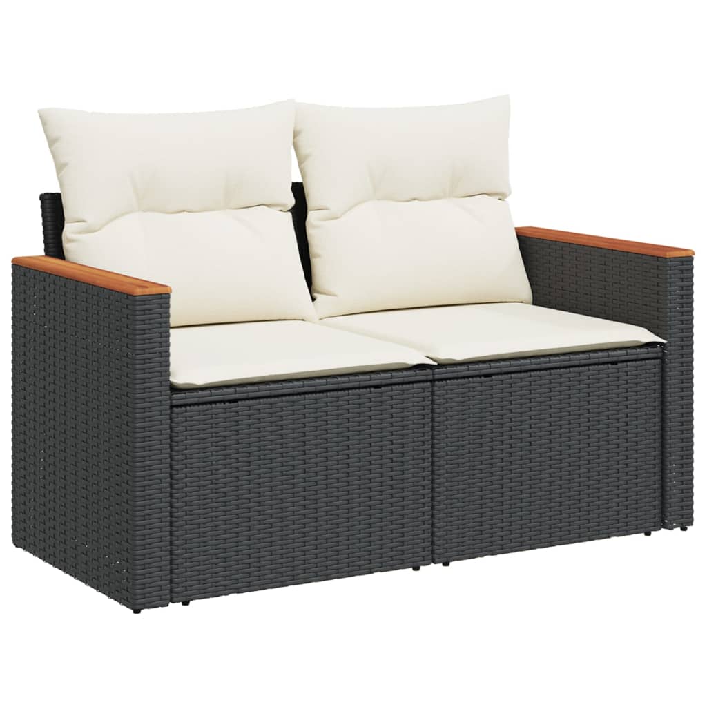Set De Sofás De Jardín 10 Pzas Cojines Ratán Sintético Negro