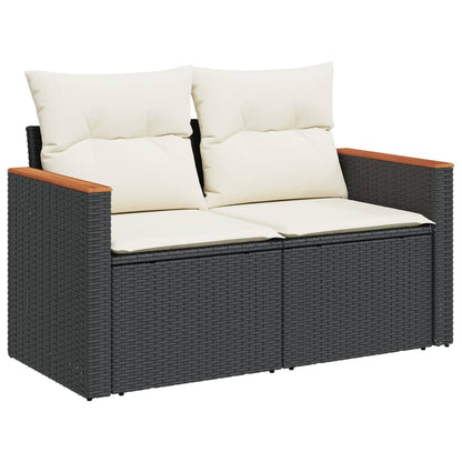 Set De Sofás De Jardín 10 Pzas Cojines Ratán Sintético Negro