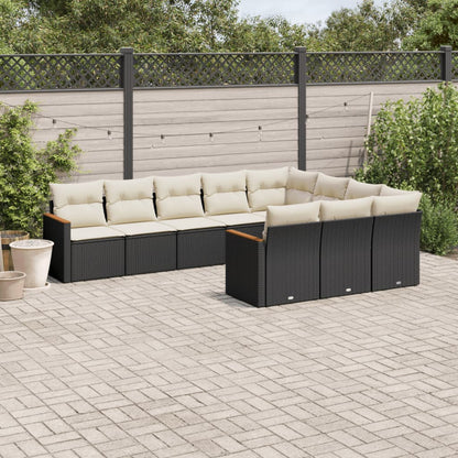 Set De Sofás De Jardín 10 Pzas Cojines Ratán Sintético Negro