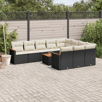 Set De Sofás De Jardín 10 Pzas Cojines Ratán Sintético Negro