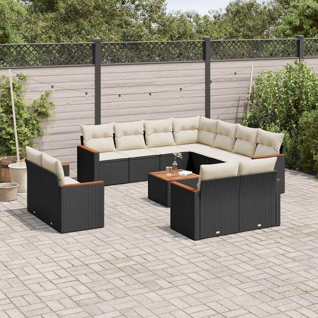 Set De Sofás De Jardín 11Pzas Con Cojines Ratán Sintético