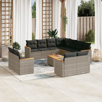 Set De Sofás De Jardín 11Pzas Con Cojines Ratán Sintético