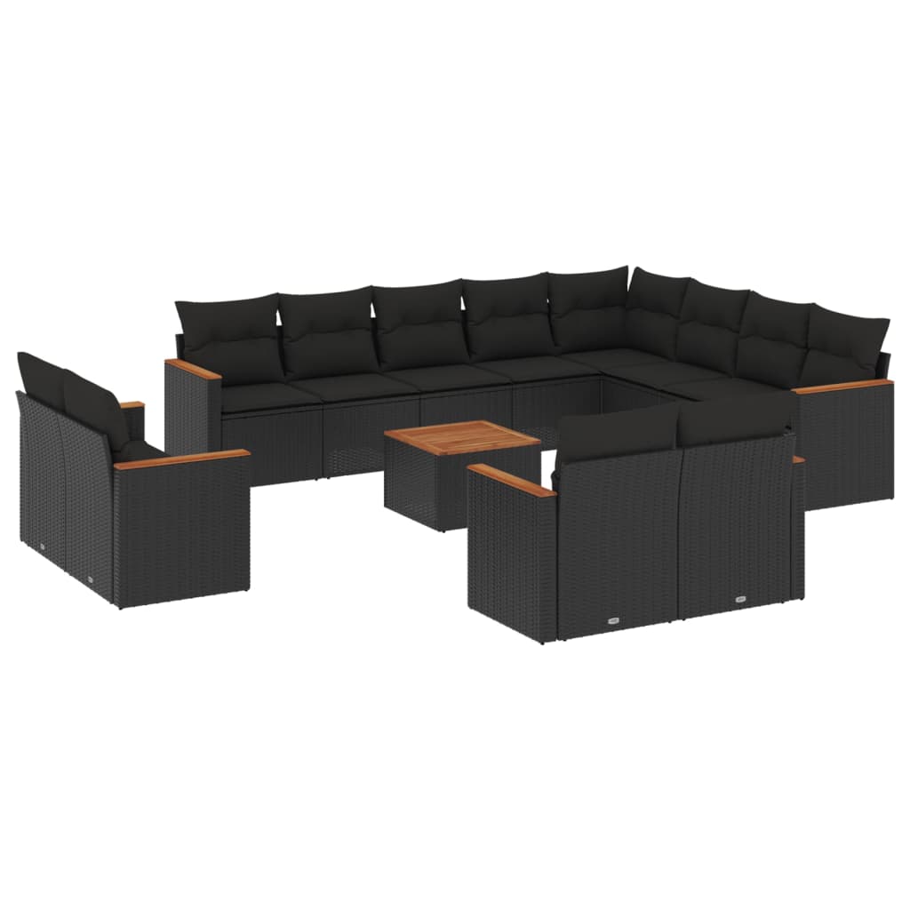 Set De Sofás De Jardín Y Cojines 13 Pzas Ratán Sintético