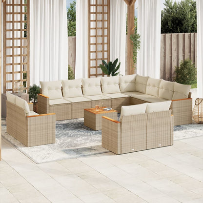 Set De Sofás De Jardín Y Cojines 13 Pzas Ratán Sintético