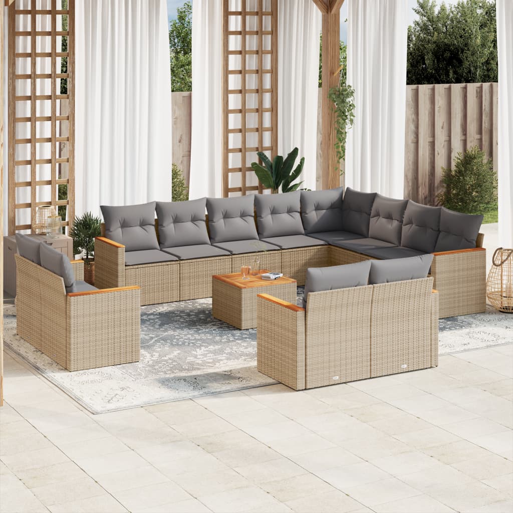 Set De Sofás De Jardín Y Cojines 13 Pzas Ratán Sintético