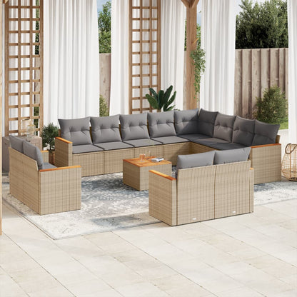 Set De Sofás De Jardín Y Cojines 13 Pzas Ratán Sintético