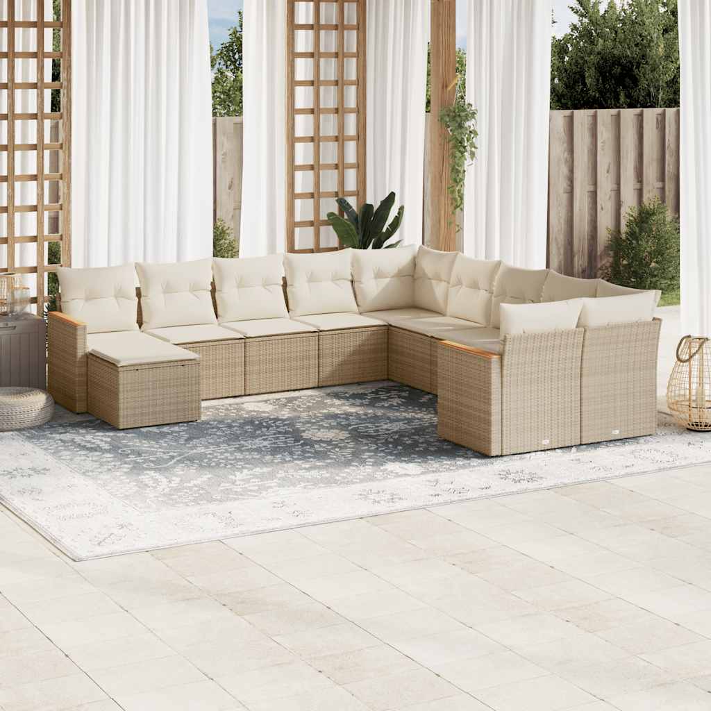 Set De Sofás De Jardín 12 Piezas Cojines Ratán Sintético Negro