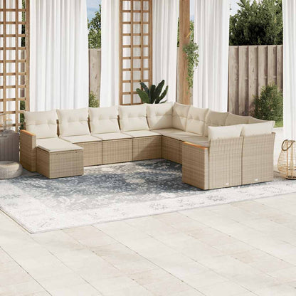 Set De Sofás De Jardín 12 Piezas Cojines Ratán Sintético Negro