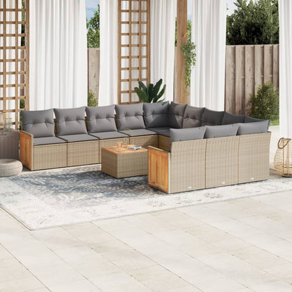 Set De Sofás De Jardín Y Cojines 13 Pzas Ratán Sintético Negro